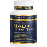 Sun Vitals NAD+ Elite Trio 500 mg – bouteille prête pour une énergie quotidienne.