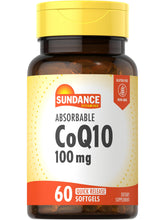 Sundance CoQ10 100 mg – gélules molles en bouteille, pratique pour la routine quotidienne.
