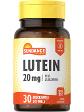 Sundance Lutein 20 mg, bouteille de capsules molles faciles à prendre au quotidien