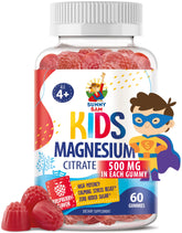 Gommes Sunny Sam magnésium pour enfants flacon, goût framboise, utilisation nocturne possible