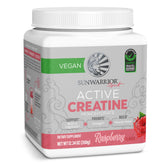 Sunwarrior Créatine Active Framboise, bouteille élégante, énergie soutenue pour vos séances d'entraînement.