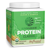 Sunwarrior protéine riz brun, bouteille, parfaite après entraînement sans lactose.