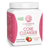 Sunwarrior Shape Core Cleanser en bouteille fraise glacée prête à être dégustée.