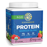 Sunwarrior Warrior Blend emballage baie : protéine végétale pratique après l'entraînement.