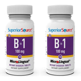 Superior Source B1 tablettes microlinguales, dissolution rapide sous la langue pour absorption efficace.