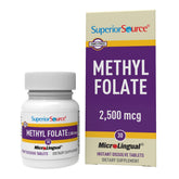 Tablette Sublinguale Superior Source Methylfolate se dissolvant rapidement sous la langue.