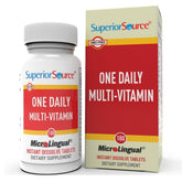Superior Source One Daily Multivitamine: comprimé sublingual pour absorption rapide et soutien immunitaire.