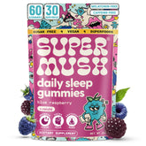 SuperMush bonbons sommeil – bouteille ouverte, favorise la détente nocturne.