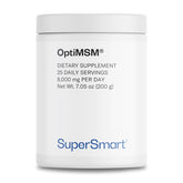 Supersmart OptiMSM, bouteille présentant la formule haute pureté pour une utilisation quotidienne.