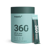 SUPPLY6 360 poudre verte en sachet, énergie naturelle et nutrition pratique.