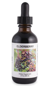 Supreme Nutrition elderberry tincture front bottle showing product and label for easy identification