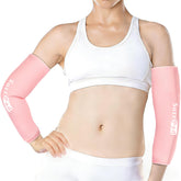 Suzzipad pack double pour coude — vision globale et refroidissement ciblé en rose.