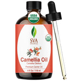 SVA Organics huile de camélia, bouteille goutte pour applications précises sur peau et cheveux.