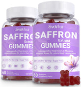 Svovita gommes safran, bouteille visible, aide possible à la concentration et à la clarté mentale.