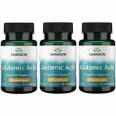 Swanson acide glutamique en bouteille lot de 3 pratique pour une supplementation quotidienne