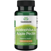 Swanson Acidophilus & Apple Pectin, bouteille: soutien digestif potentiel et équilibre microflore.