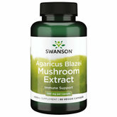 Swanson Agaricus Blazei extrait 500 mg en bouteille soutient potentiellement la vitalité immunitaire.