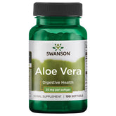 Swanson Aloe Vera gelules à 25 mg, soutien digestif potentiel et antioxydant.