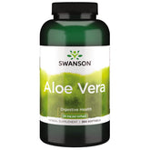 Swanson Aloe Vera: bouteille de gélules montrant le format pratique pour le soutien digestif potentiel.