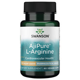 Swanson L-Arginine Ajipure, bouteille 500 mg, format pratique pour utilisation quotidienne.