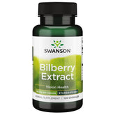 Swanson Bilberry Extract - Bouteille et étiquette, soutien potentiel à la santé oculaire.
