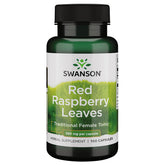 Bouteille Swanson de feuilles de framboisier rouge, 380 mg, soutien digestif et respiratoire potentiels.