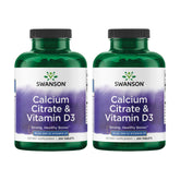 Swanson Calcium Citrate et Vitamine D3, bouteille de tablettes, soutien potentiel des os.