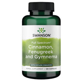 Swanson cannelle-fenugrec-gymnema capsules, bouteille pratique pour usage quotidien.