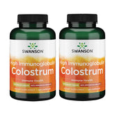 Swanson Colostrum haut Ig 500 mg, bouteille visible, soutien potentiel au système immunitaire.