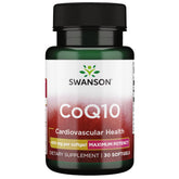Swanson CoQ10, bouteille de gélules molles pour le soutien cardiovasculaire.