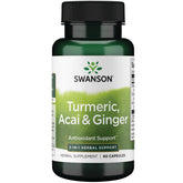 Swanson Curcuma Acai Gingembre – Bouteille visible, soutien antioxydant pour le quotidien.