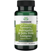 Swanson Curcuma Astragalus Gotu Kola, bouteille de 60 gélules, soutien potentiel à l'énergie et au bien-être.