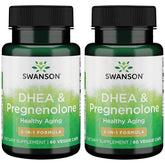 Swanson DHEA et Pregnenolone Complex – bouteille 2-pack prête à l'emploi pour usage quotidien.