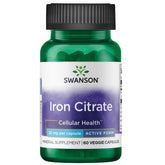Swanson Fer Citrate 25 mg – bouteille, soutien potentiel transport d'oxygène dans le sang