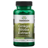 Swanson Ginkgo Biloba Extract, bouteille: soutien potentiel des fonctions cognitives et de la concentration.