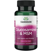 Swanson Glucosamine & MSM, bouteille de gélules, soutien potentiel des articulations et mobilité.