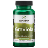 Swanson Graviola 530 mg, bouteille de 60 gélules, potentiel soutien immunitaire.