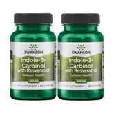 Bouteille Swanson Indole-3-Carbinol avec résveratrol, soutien potentiel de l'équilibre hormonal.