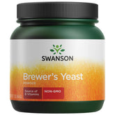 Flacon de levure de bière Swanson en poudre, source naturelle de vitamines B énergétiques.