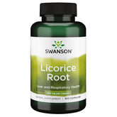 Swanson Racine de réglisse, bouteille de 100 capsules, soutien potentiel du foie et des voies respiratoires.