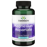 Swanson Magnésium Aspartate 685 mg, bouteille, soutien énergie et fonctions musculaires.