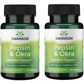 Swanson Pepsine et Okra — pack de capsules de 2, soutien digestif potentiel.