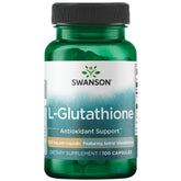 Swanson L-Glutathion 100 mg, bouteille de capsules, soutien potentiel contre le stress oxydatif.