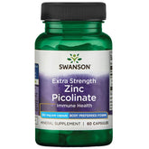 Swanson Zinc Picolinate en bouteille, démontrant absorption facilitée et format quotidien.