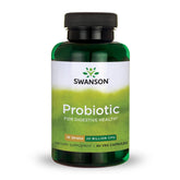 Swanson Probiotic: bouteille panoramique montrant le support digestif potentiel et l'immunité.