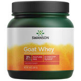 Swanson protéine chèvre concentrée en poudre dans un pot, énergie durable et satiété.