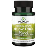 Swanson racine dock jaune, bouteille de gélules pour le soutien digestif potentiel