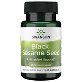 Swanson gélules de sésame noir 500 mg, apport potentiel pour soutenir l'énergie au quotidien.