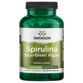 Swanson Spiruline en bouteille avec 90 gélules végétales, prête à intégrer votre routine.