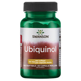 Gélules Swanson ubiquinol 50 mg dans la boîte, soutien potentiel à l'énergie cellulaire.